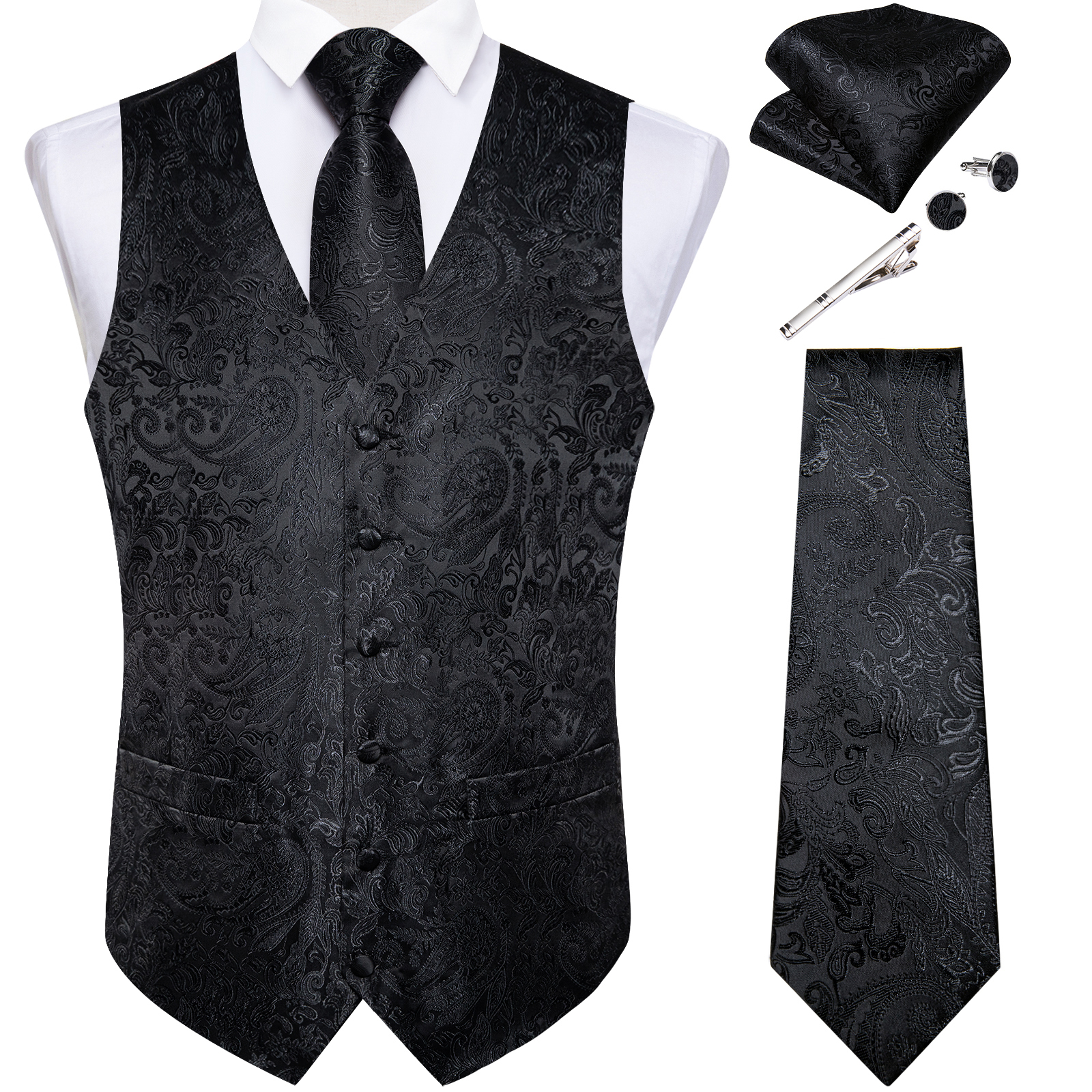 Men Formal Wear Wedding - Suit Vest for Men Black Solid