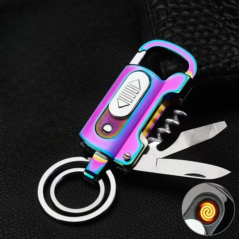Lighter Windproof - Multifunctional Electronic Lighter Keychain Wine Opener