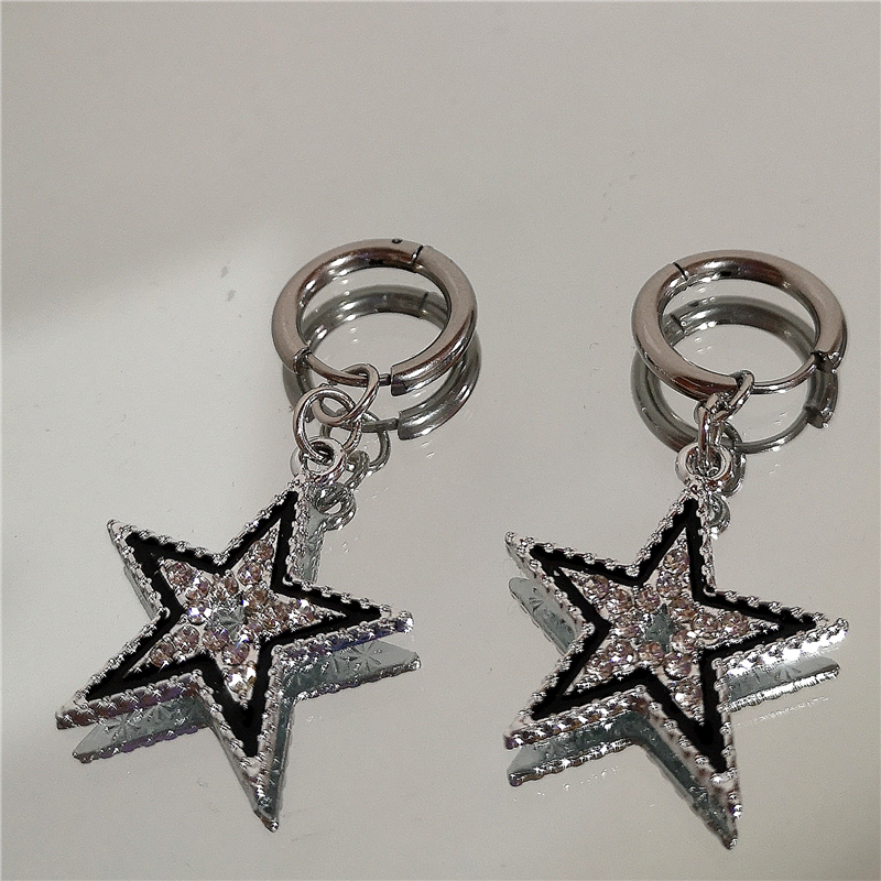 Men Accessories Aesthetic - Shiny Zircon Star Pentagram Pendant Earrings