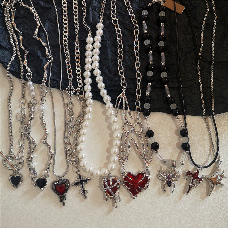 Men Accessories Aesthetic - Gothic Vintage Y2K Red Glass Heart