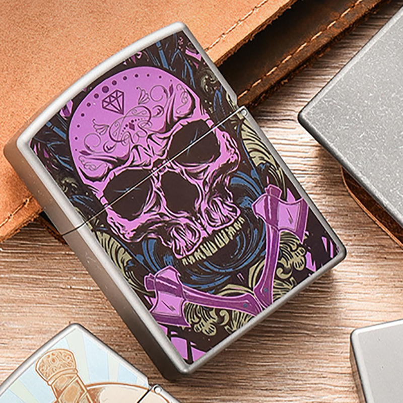 Lighter Windproof - Pink Skull Titanium Alloy Lighter Shell