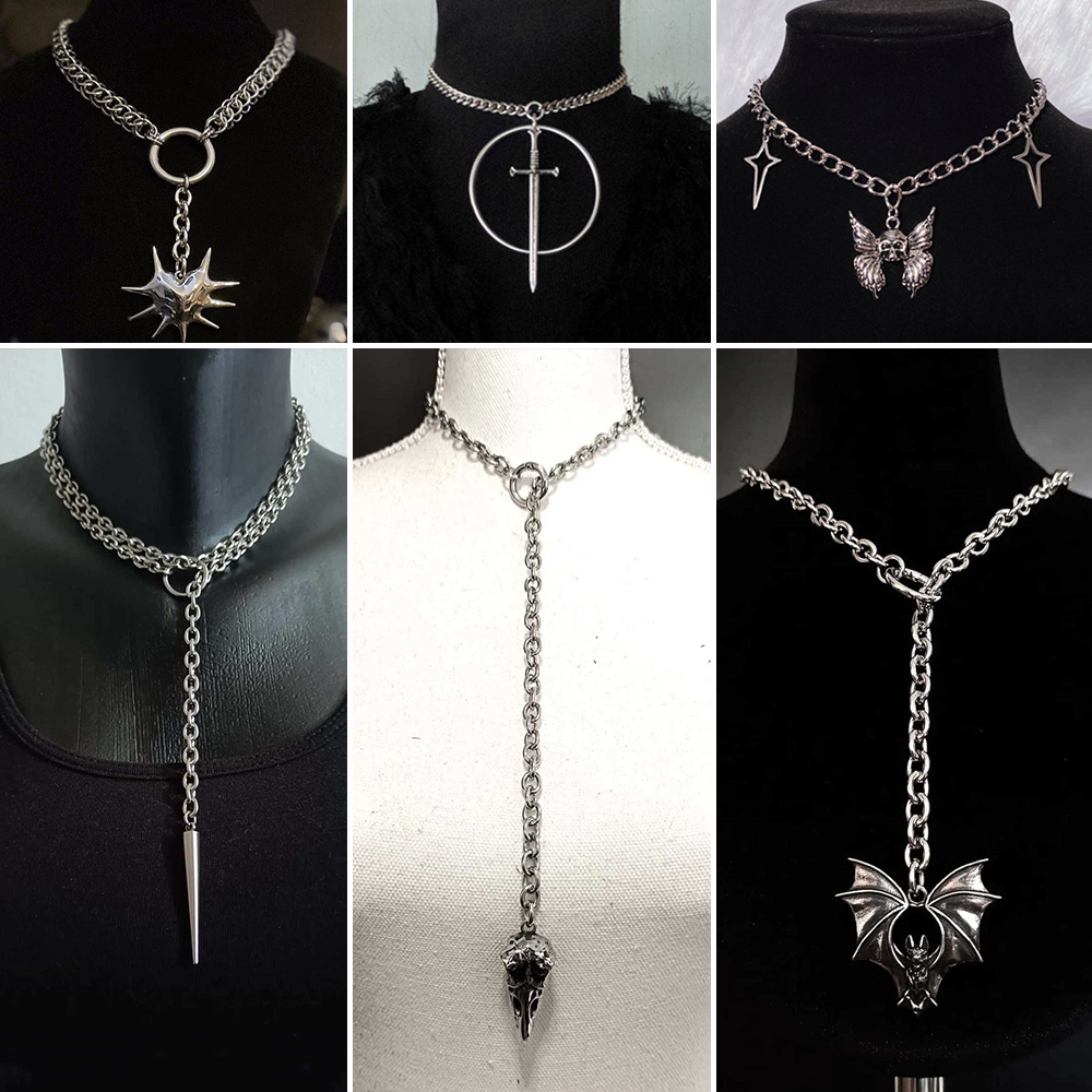 Men'S Vampire Accessories - Gothic Crow Skull Necklace For Women