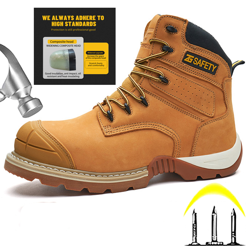 Men Accessories To Wear - Cowhide Work Boots Genuine Leather Safety