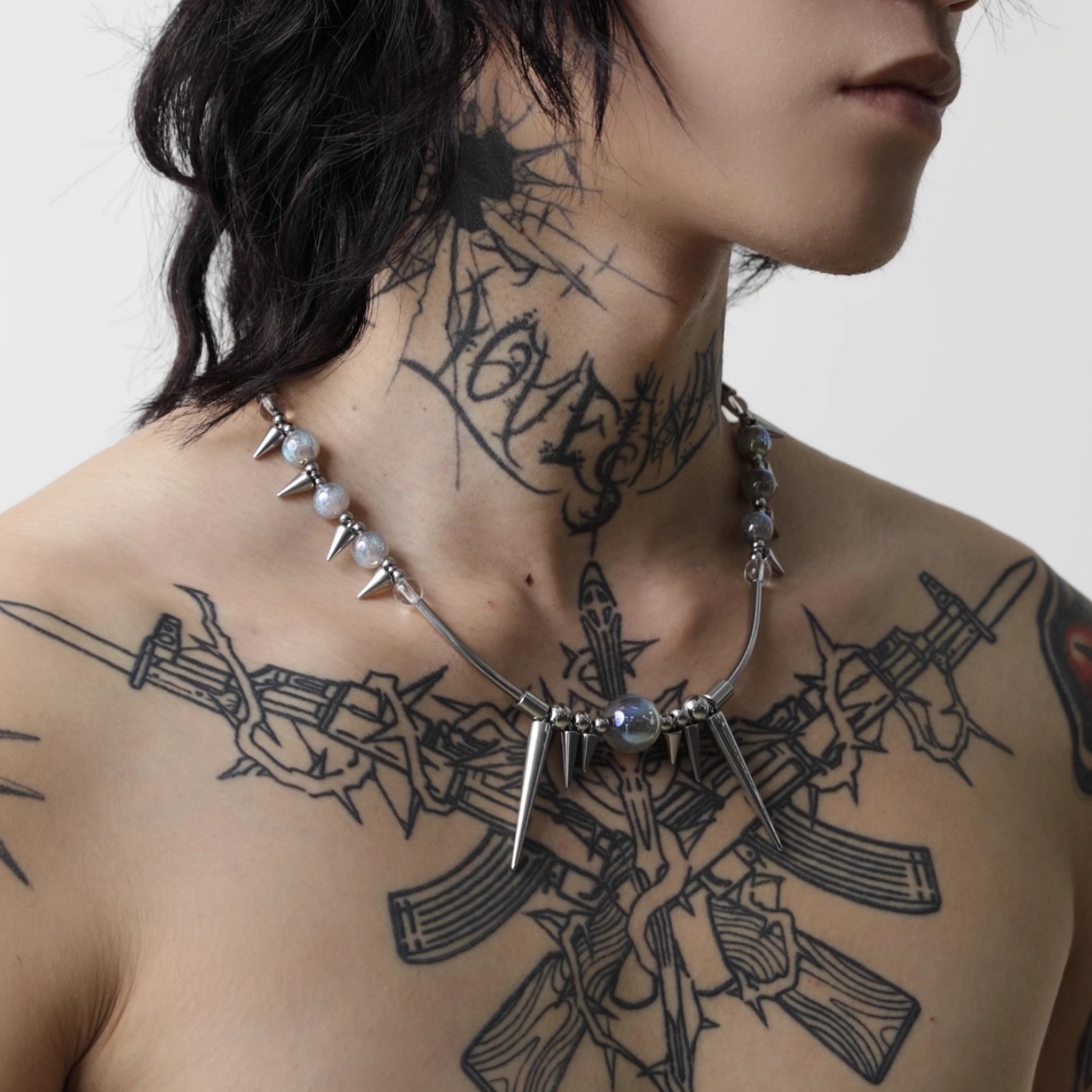 Men Accessories Aesthetic - Titanium Steel Rivet Choker For Man