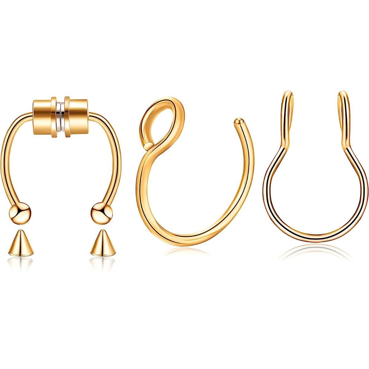 Men Accessories Ring - 3Pcs Magnetic Fake Septum Ring Set,