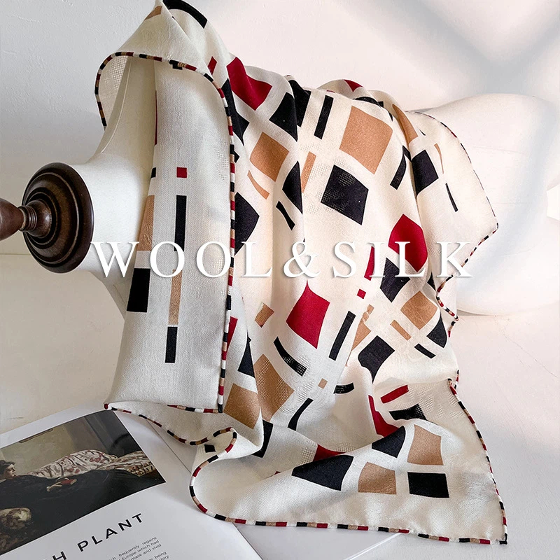 Men Accessories For Neck - 30% Silk 70% Wool Women's Scarf