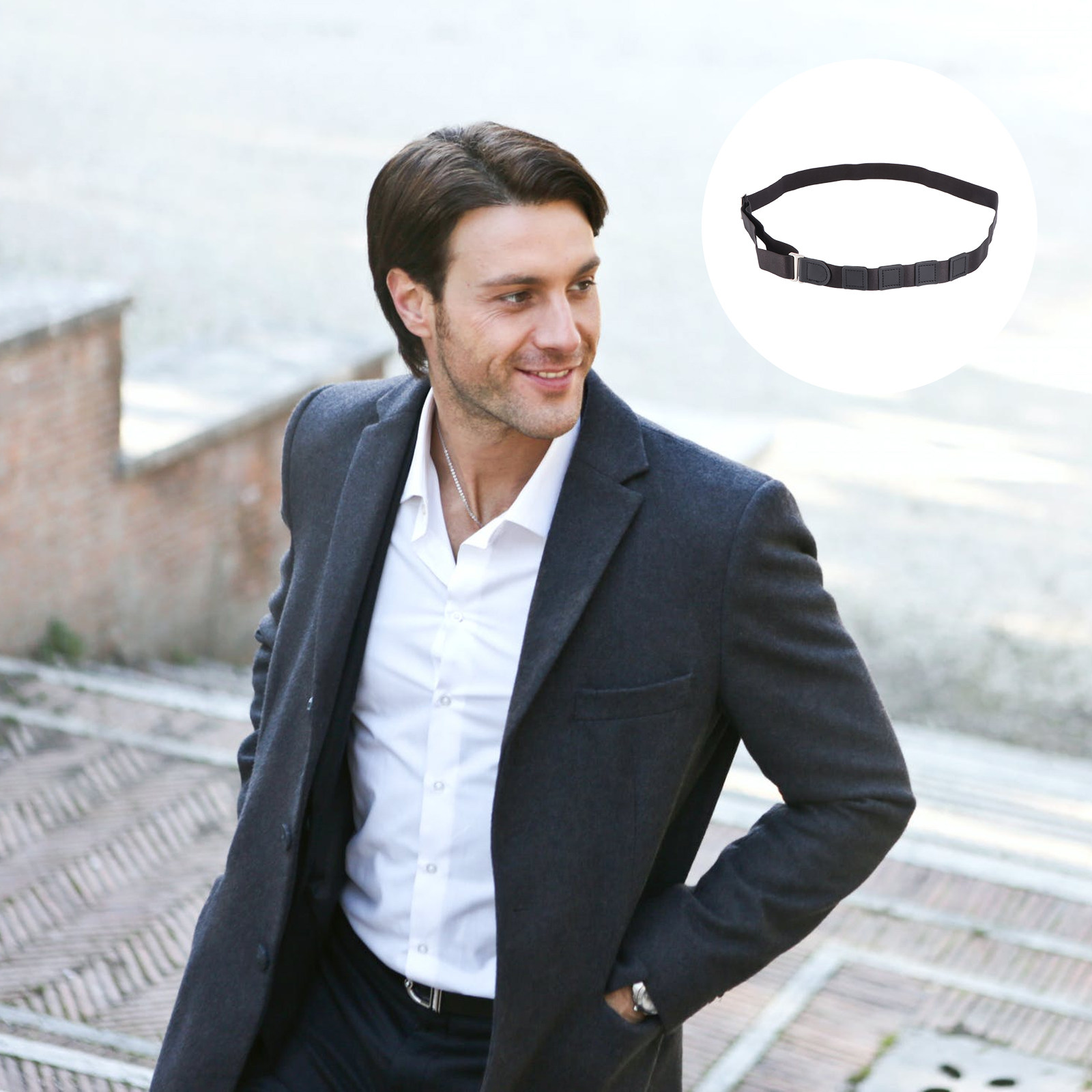 Men Formal Wear Look - 2.5cm Anti-Slip Shirt Stays Elastic Nylon
