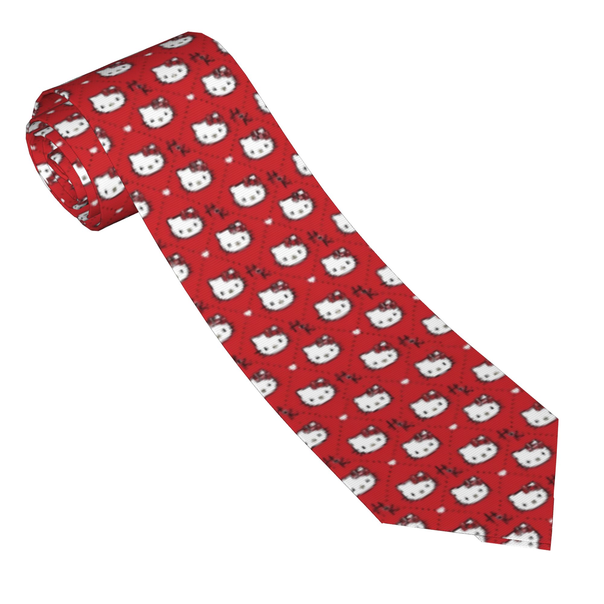 Men Accessories Hk - Hello Kitty HK Pattern Neckties Unisex