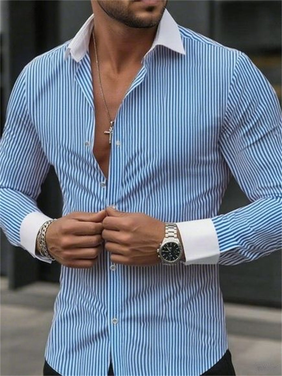 Men's slim-fit striped lapel l - Men Formal Wear Shirts recensione e prezzo