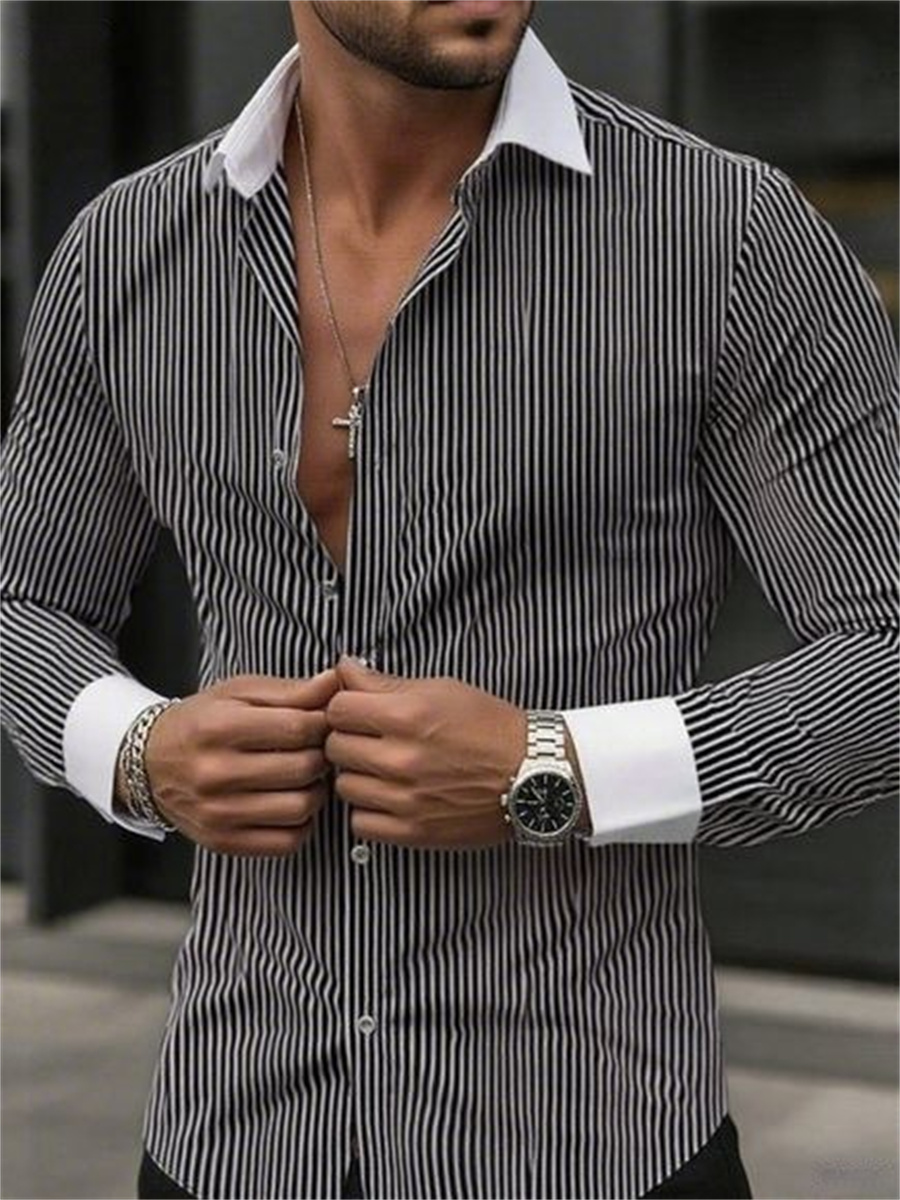 Men's slim-fit striped lapel l - Men Formal Wear Shirts recensione e prezzo