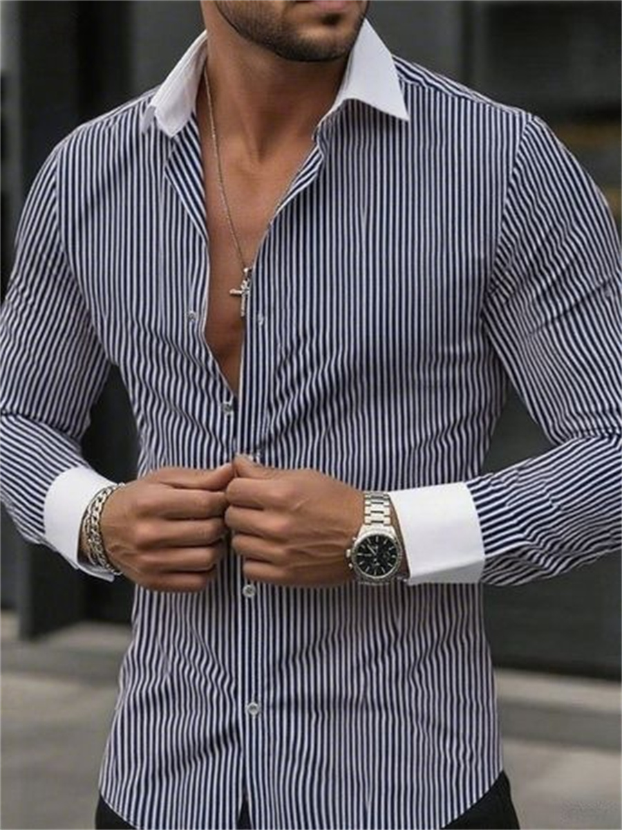 Men's slim-fit striped lapel l - Men Formal Wear Shirts recensione e prezzo