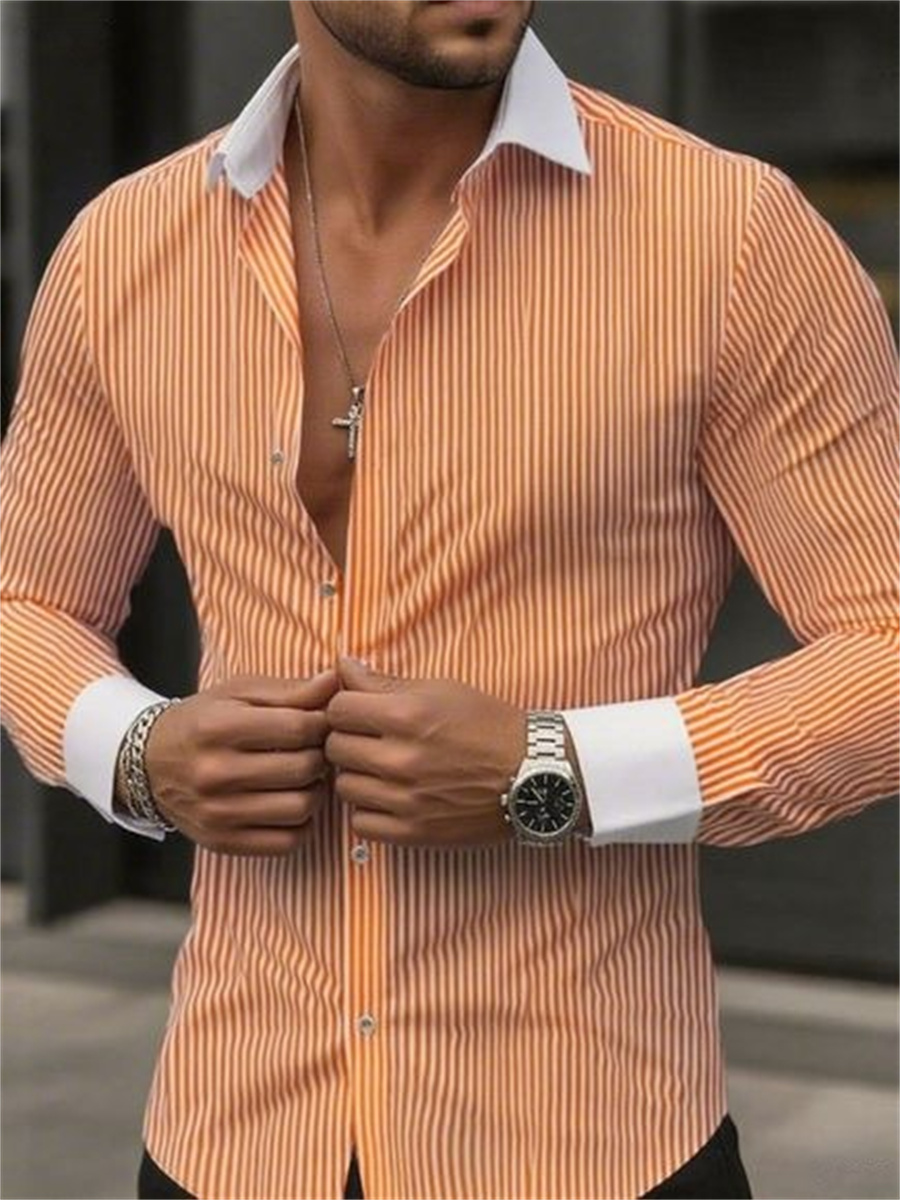 Men's slim-fit striped lapel l - Men Formal Wear Shirts recensione e prezzo