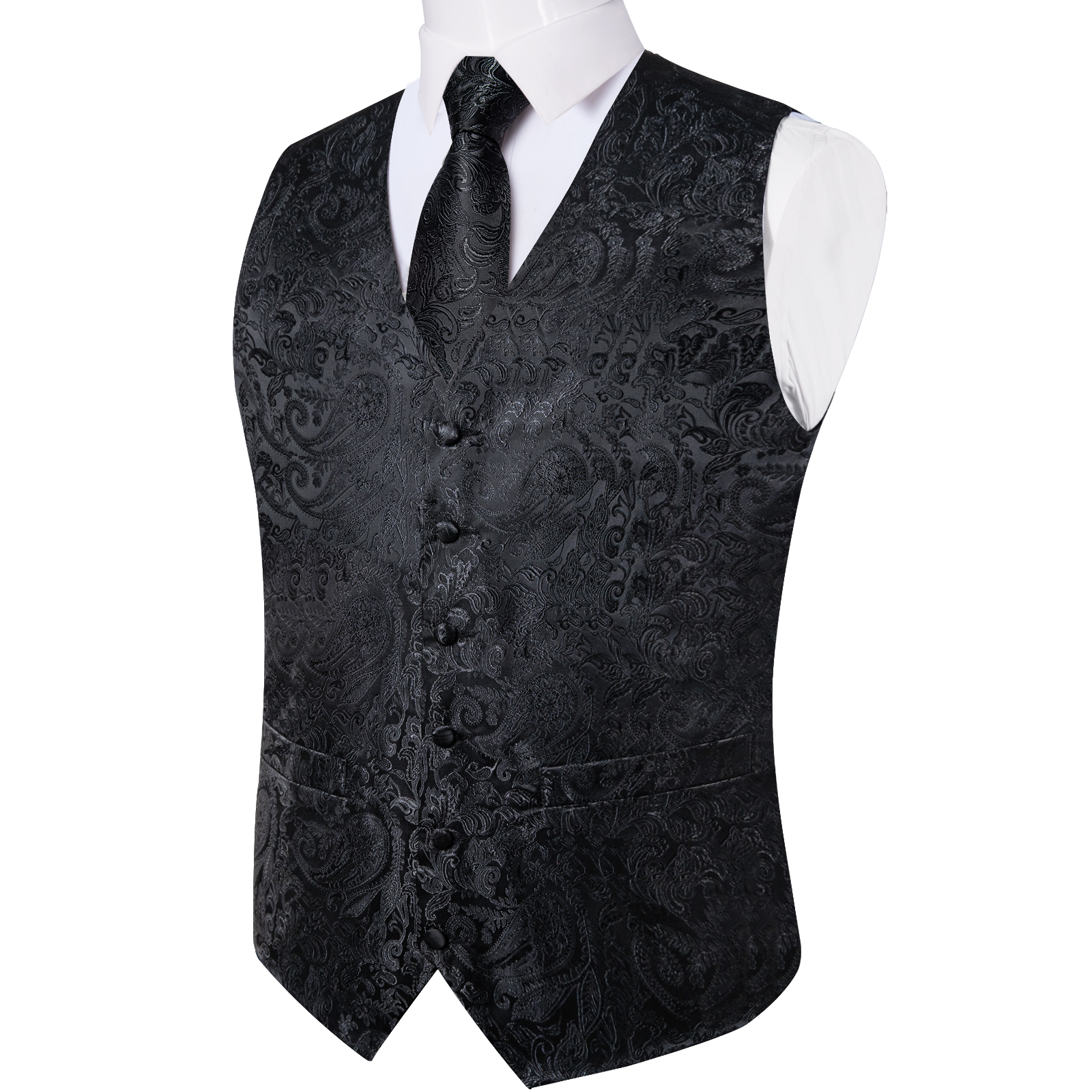 Suit Vest for Men Black Solid  - Men Formal Wear Wedding recensione e prezzo