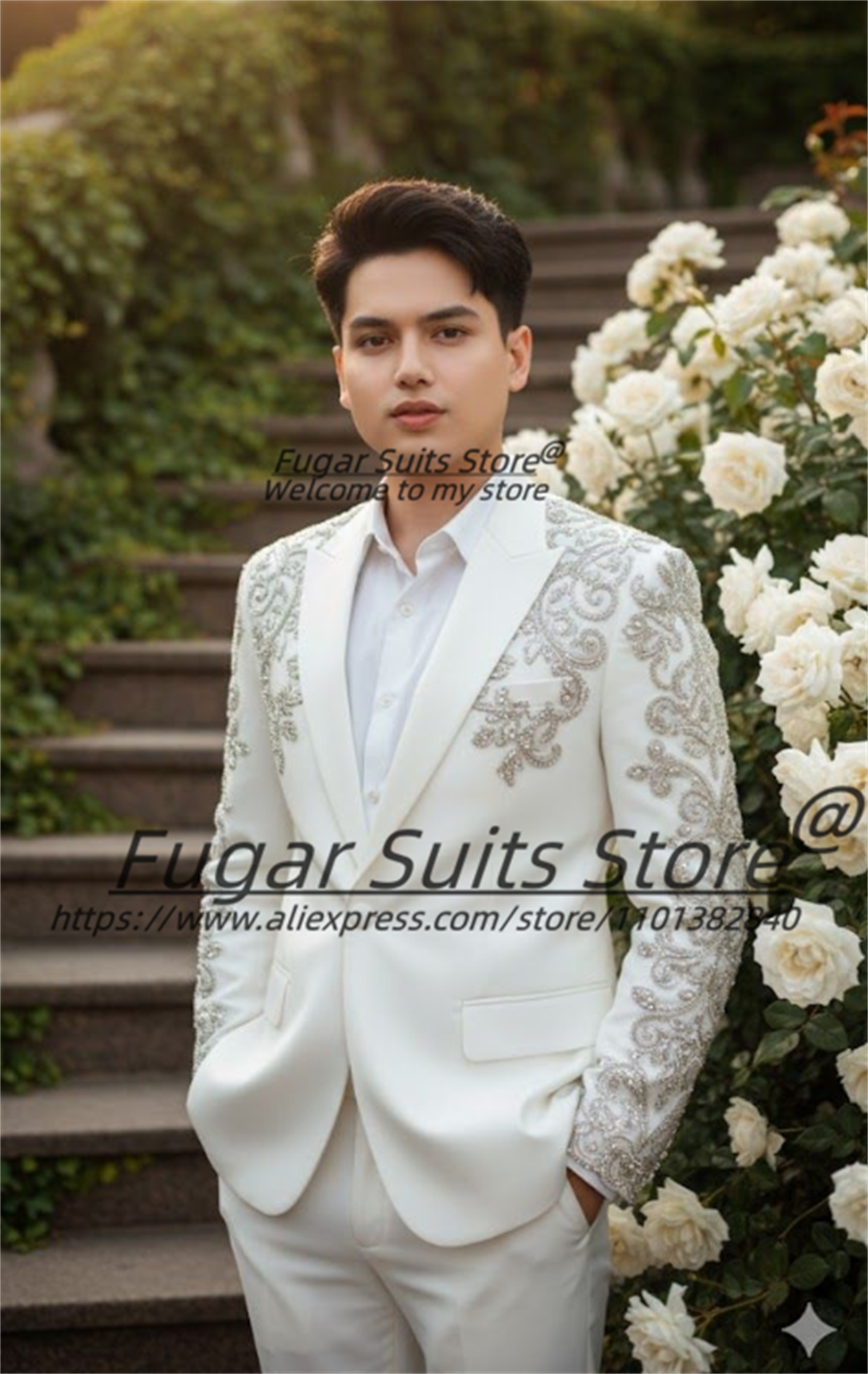 Elegant Silver Crystal Rhinest - Men Formal Wear Wedding recensione e prezzo