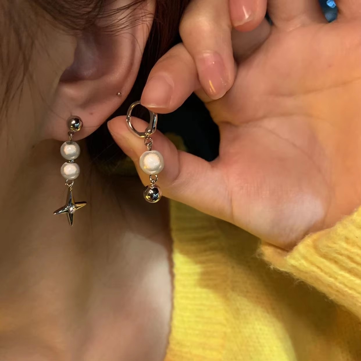 6PCS SET Goth Punk Crystal Cro - Men Accessories Aesthetic 리뷰 및 가격