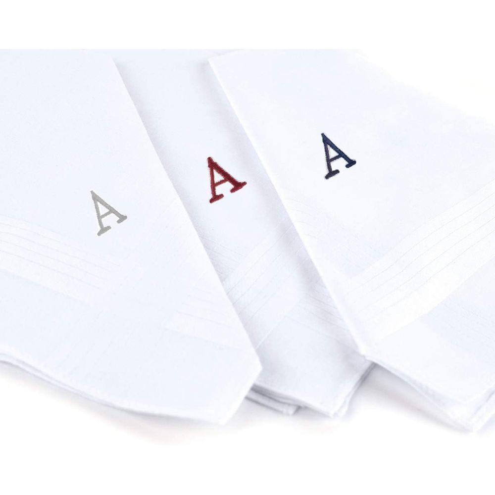 Cotton Men's Monogrammed 3-Pie - Monogrammed Handkerchief recensione e prezzo