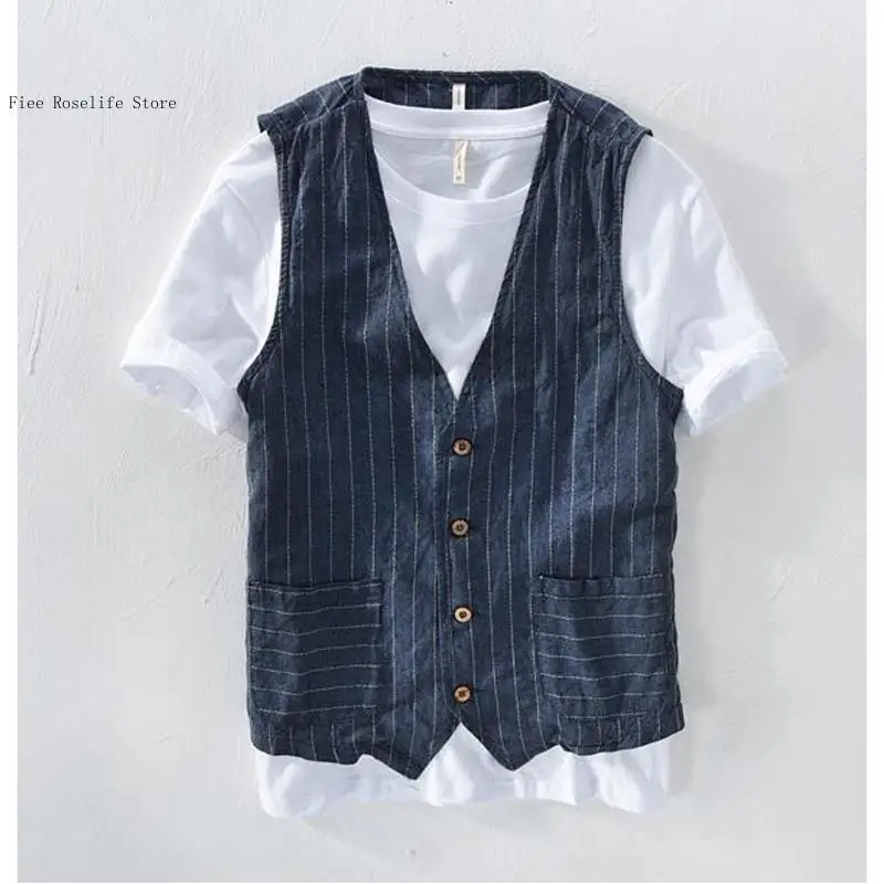 British Casual Linen Vest for  - Men Formal Wear For Summer recensione e prezzo