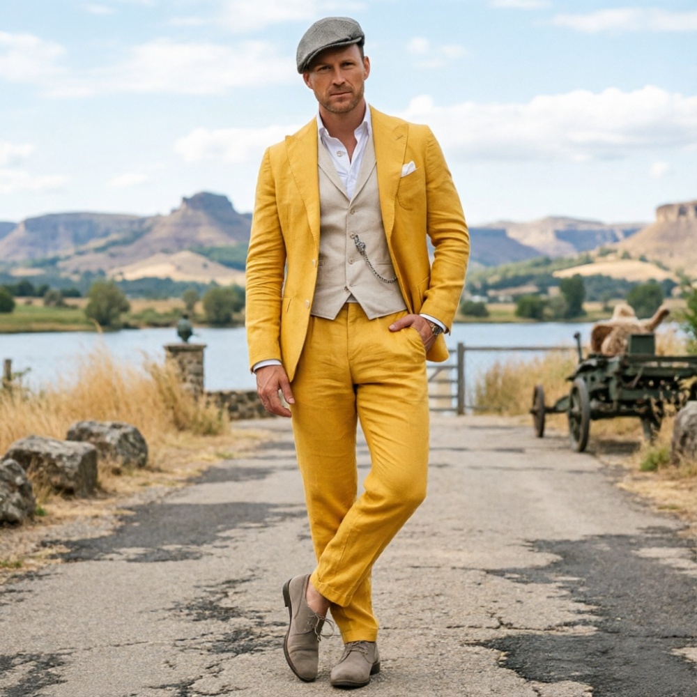 Sage Green Linen Men 3 Piece S - Men Formal Wear For Summer recensione e prezzo