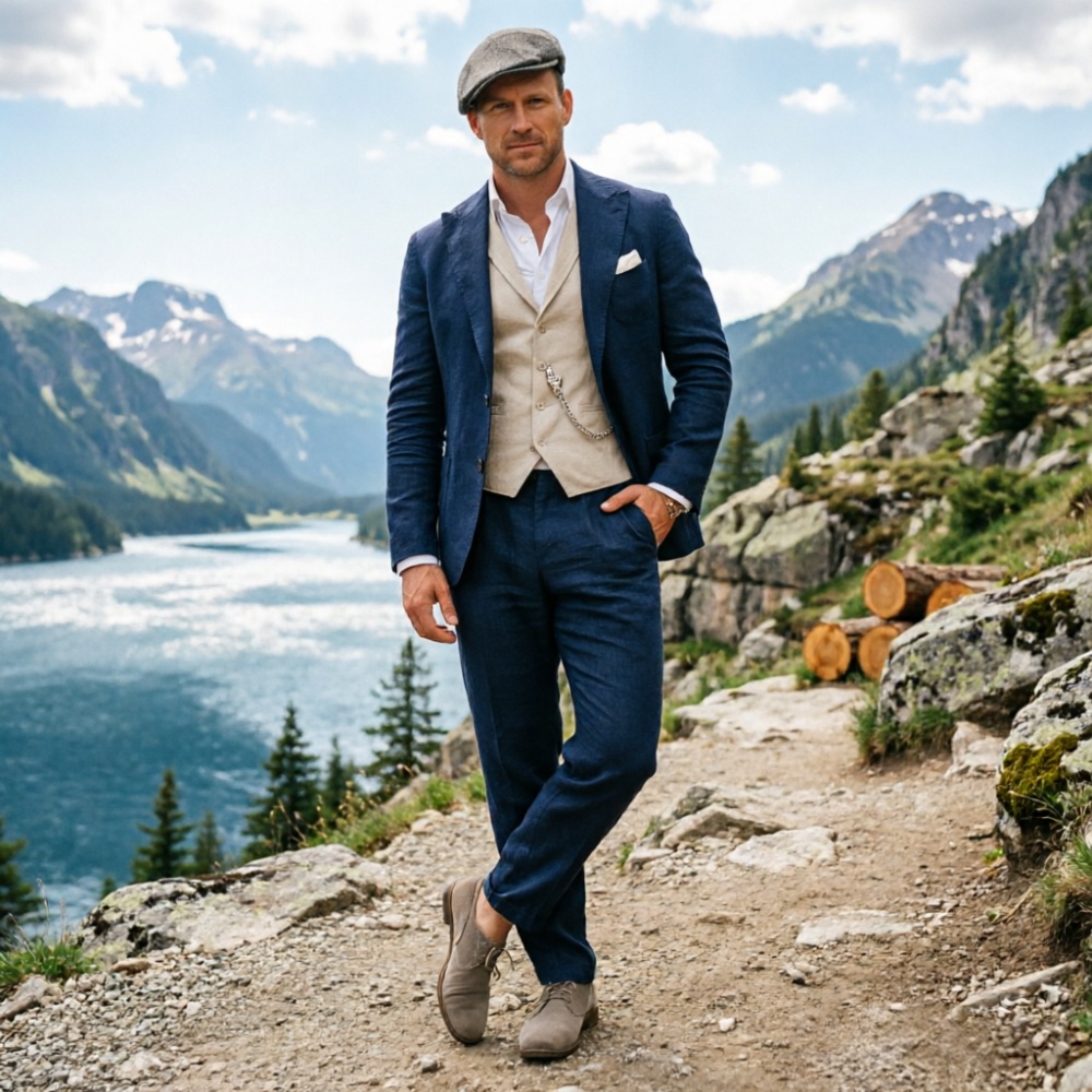 Sage Green Linen Men 3 Piece S - Men Formal Wear For Summer recensione e prezzo