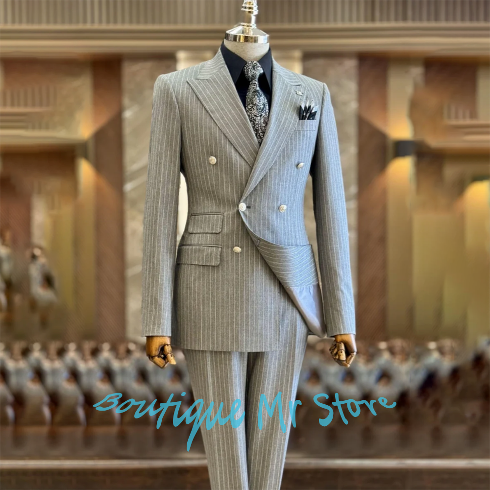 Light Gray Striped Woolen Men' - Men Formal Wear Look recensione e prezzo