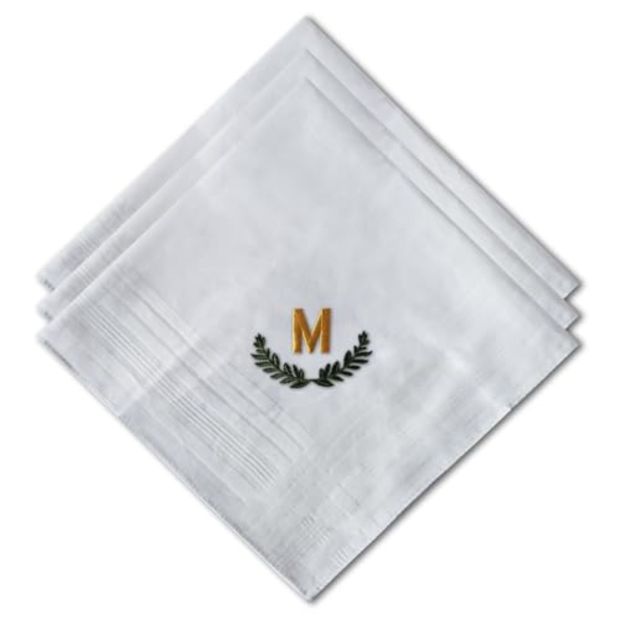 3 Pcs Men's Handkerchiefs, Whi - Monogrammed Handkerchief recensione e prezzo