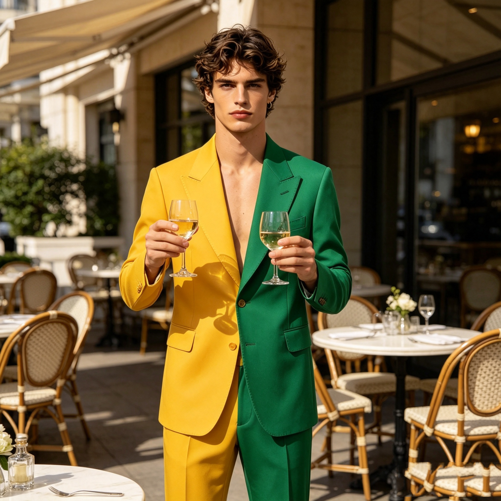 Splicing Colors Men Suit Set 2 - Formal Wear For Men Yellow recensione e prezzo