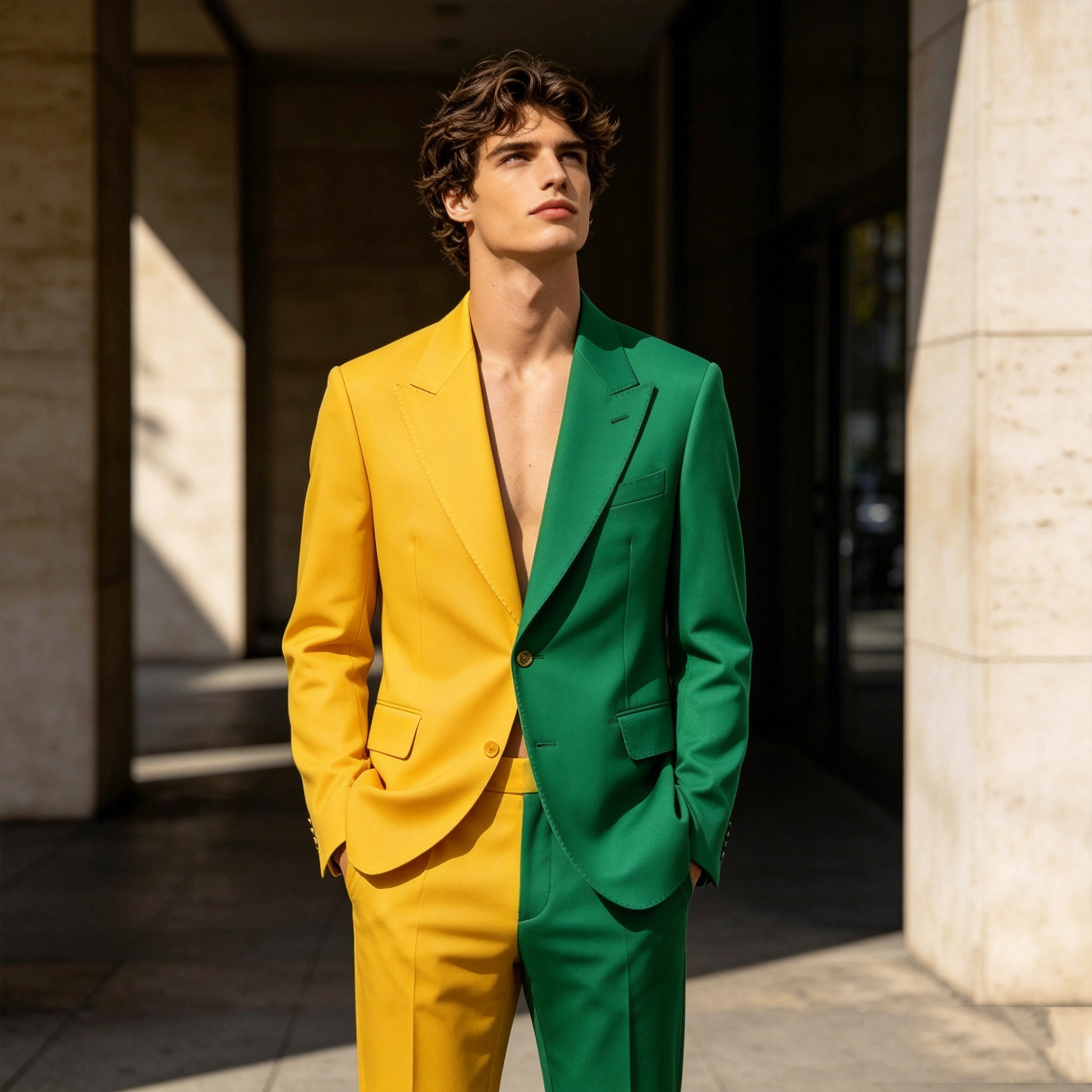 Splicing Colors Men Suit Set 2 - Formal Wear For Men Yellow recensione e prezzo