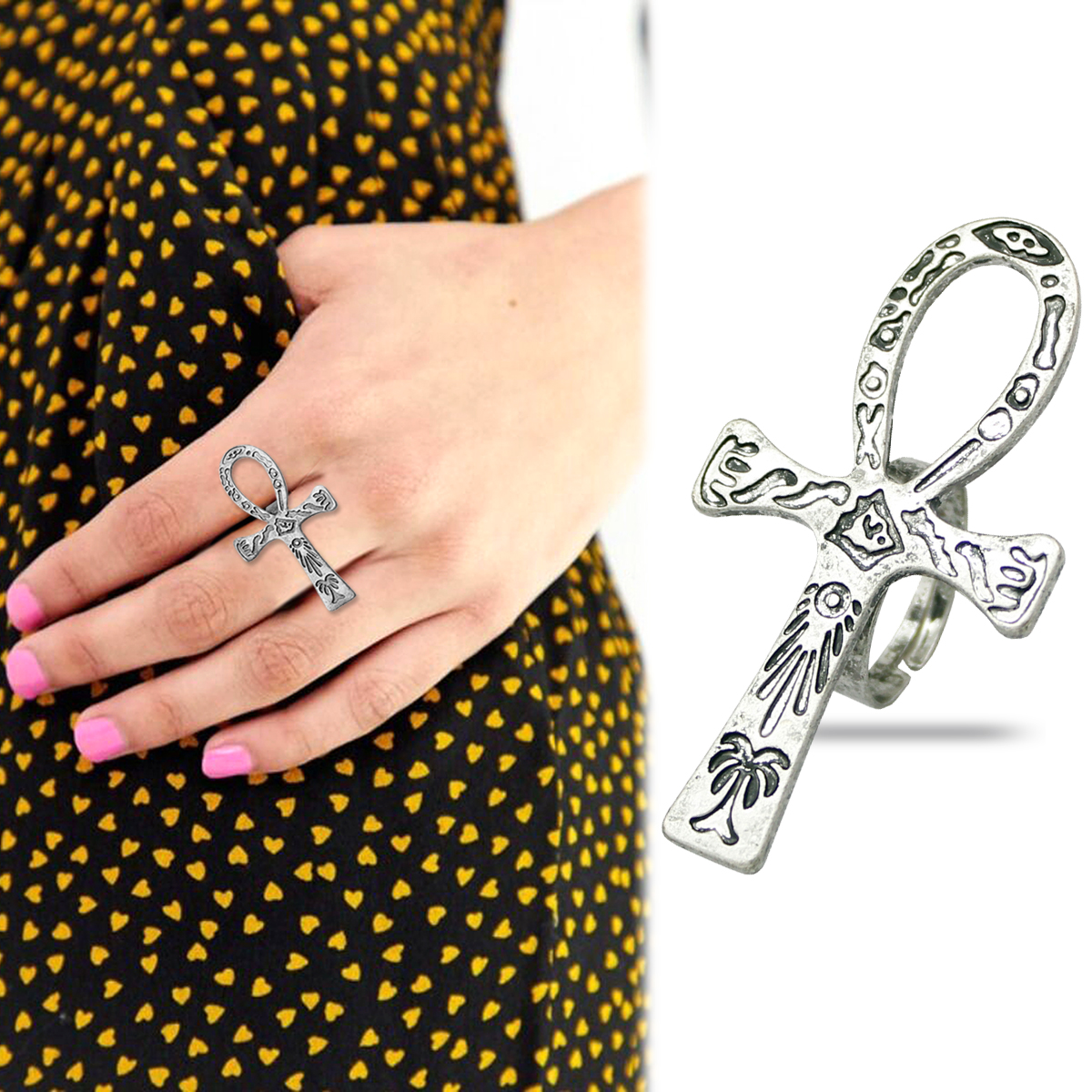 Black Ankh Cross Ring Tribal E - Men'S Accessories Jewelry Egypt 리뷰 및 가격