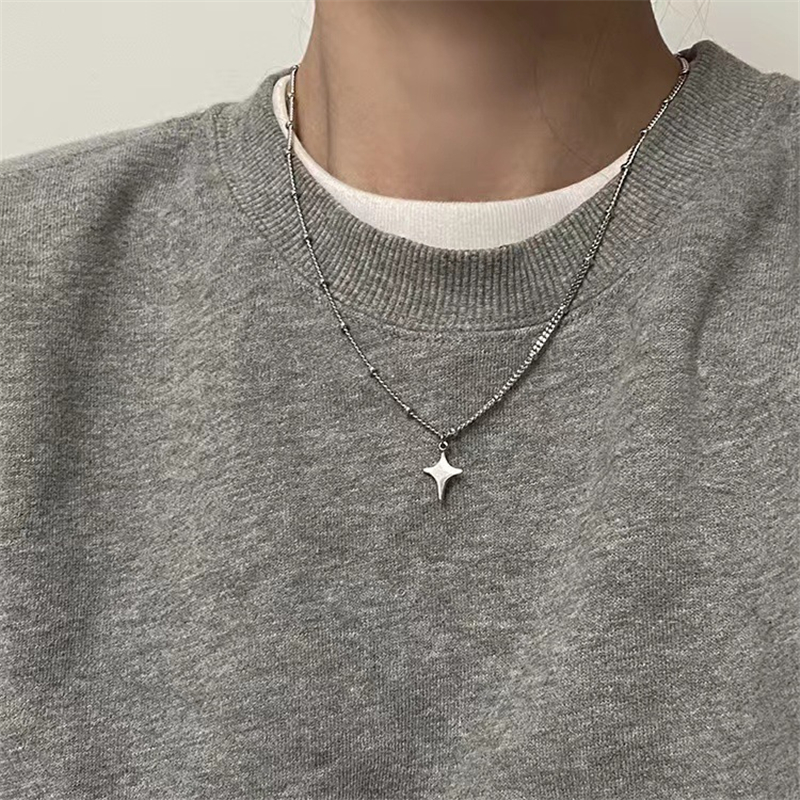 Kpop Goth Silver Color Star Pe - Men Accessories Aesthetic 리뷰 및 가격
