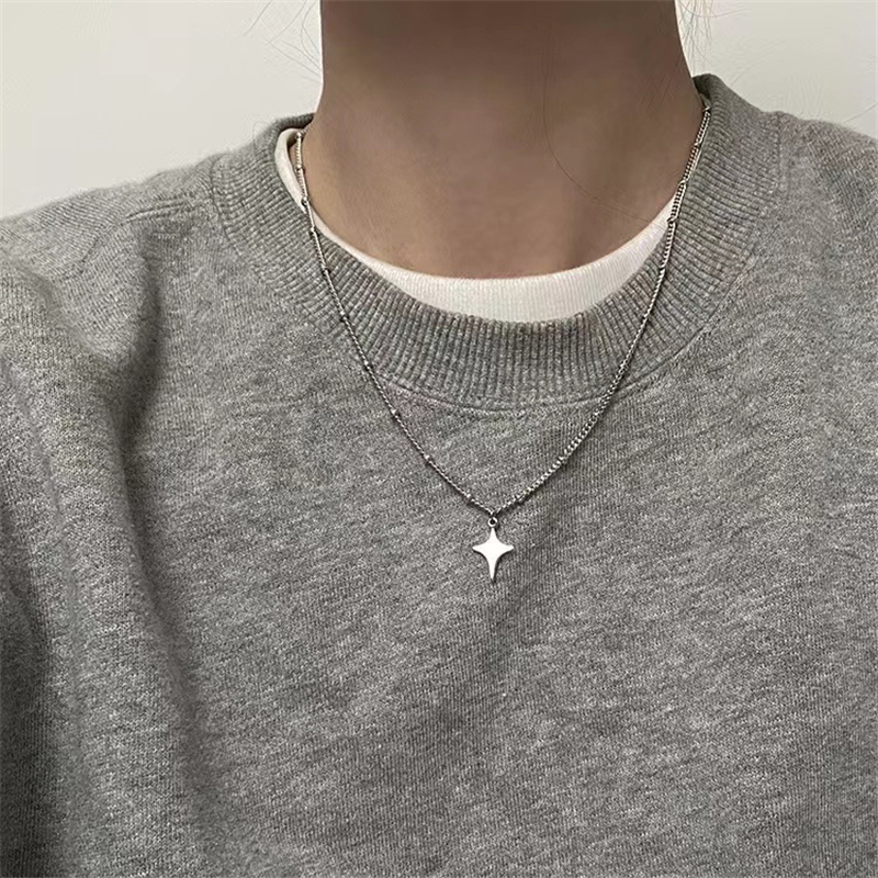Kpop Goth Silver Color Star Pe - Men Accessories Aesthetic 리뷰 및 가격