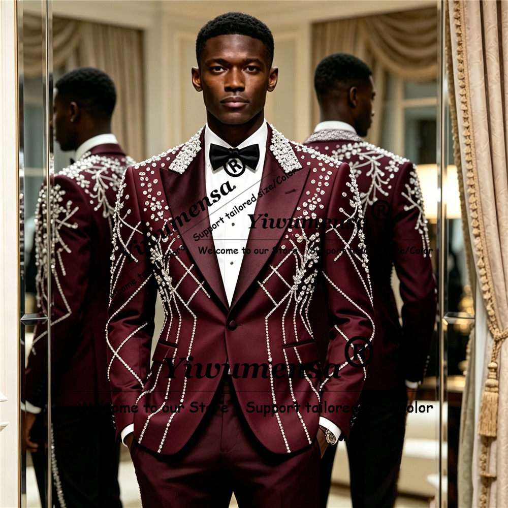 Male Fashion Diamond Beaded Su - Men'S Formal Wear Attire recensione e prezzo