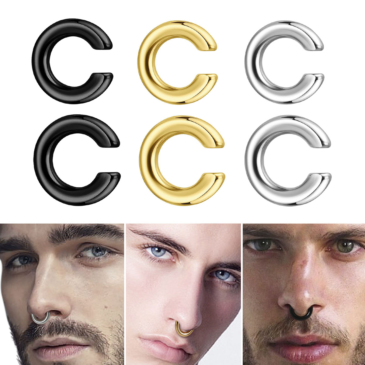 1pc Exaggerated c-Shaped Non-P - Men Accessories Ring 리뷰 및 가격