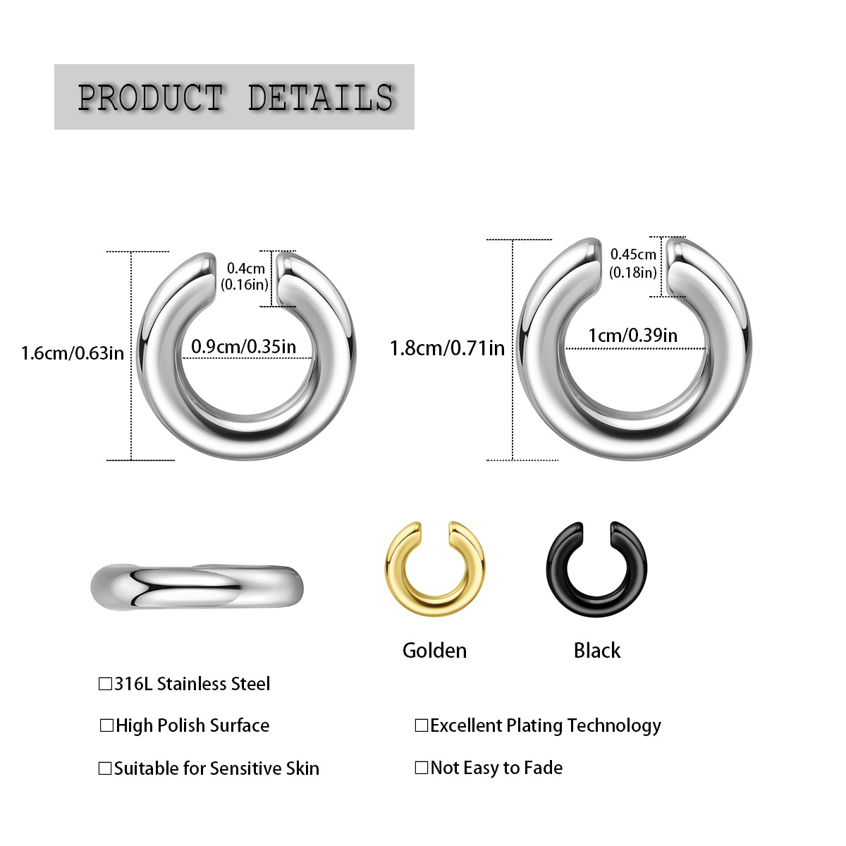 1pc Exaggerated c-Shaped Non-P - Men Accessories Ring 리뷰 및 가격