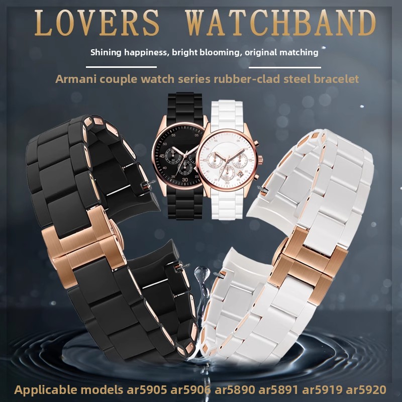 Rubber clad steel Watchband Fo - Men'S Accessories Armani 리뷰 및 가격
