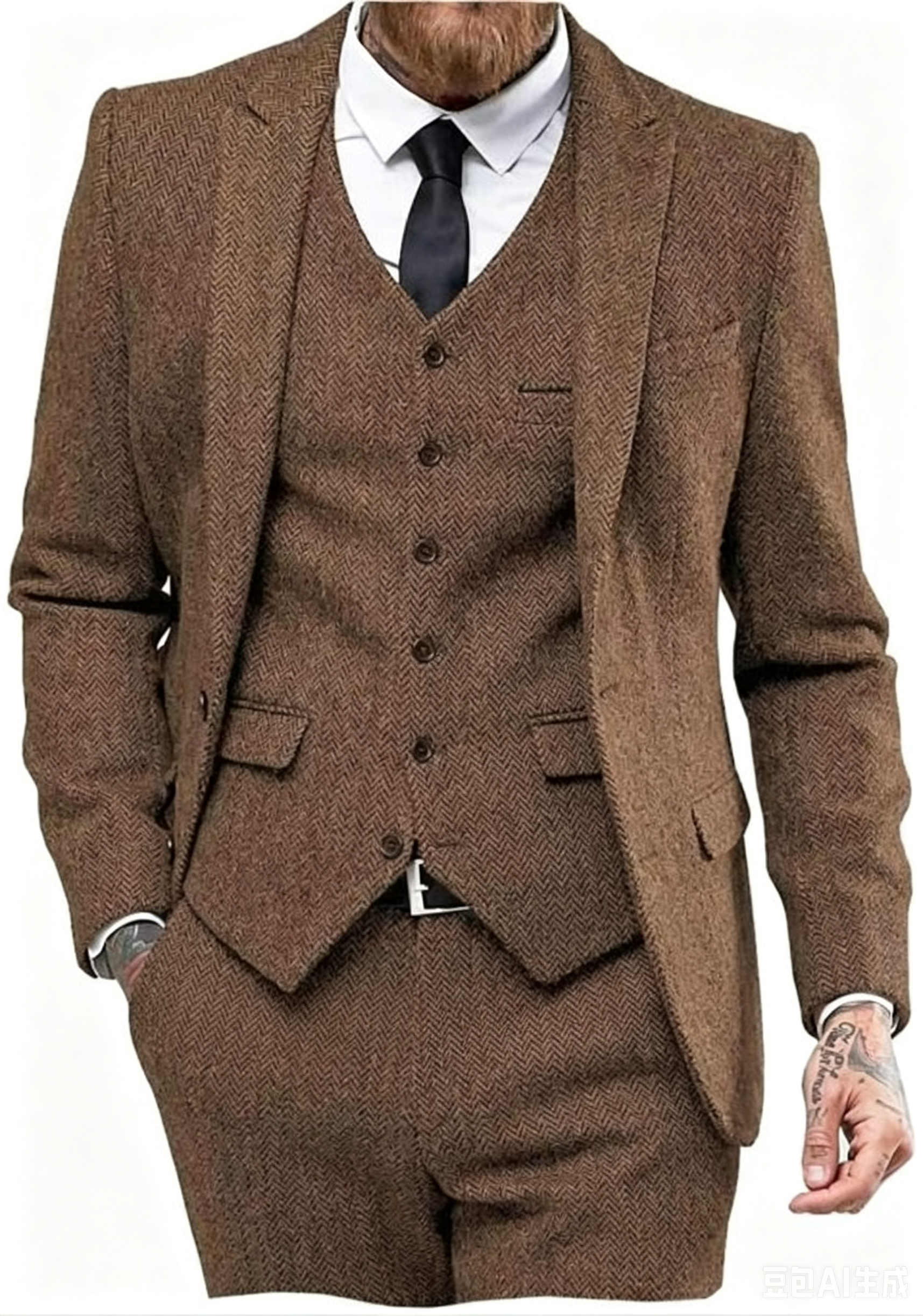 Dark Brown Wool Tweed Winter S - Men Formal Wear Wedding recensione e prezzo