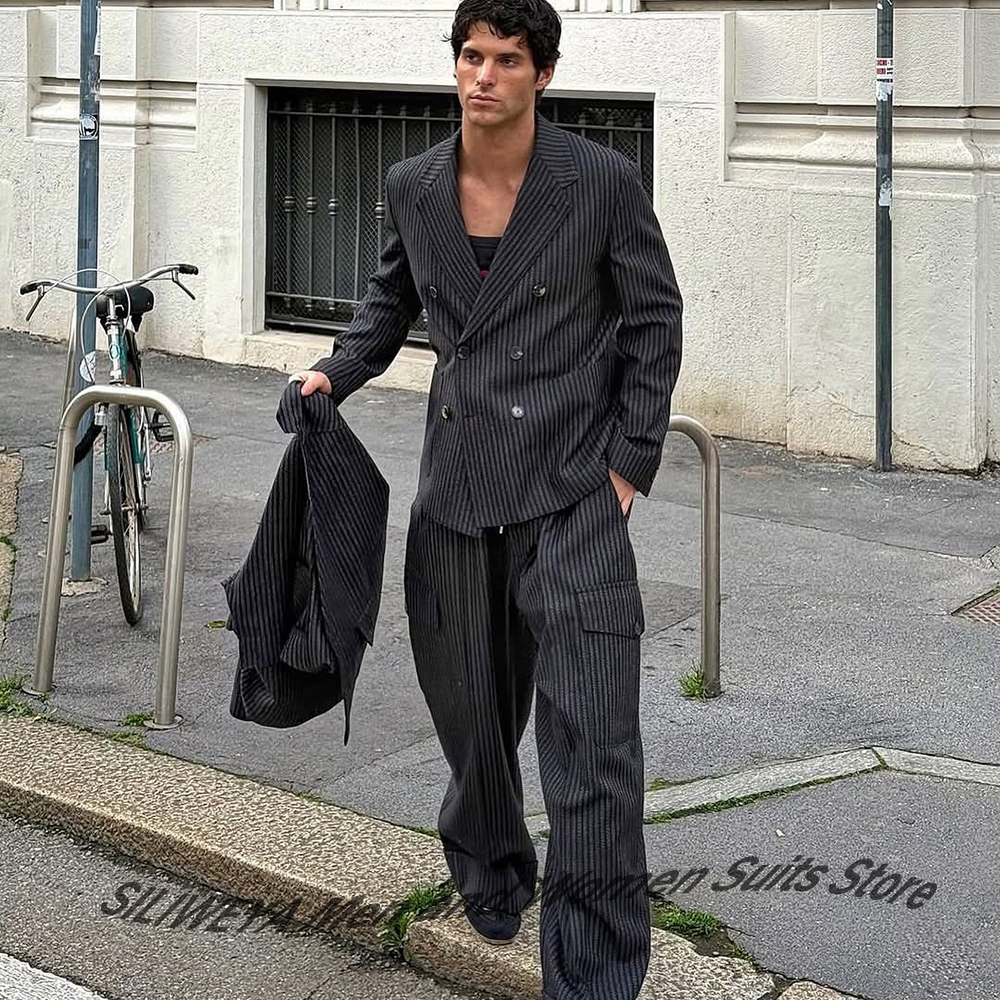 Elegant Man Suit Pinstripe Dou - Men Formal Wear Pants recensione e prezzo