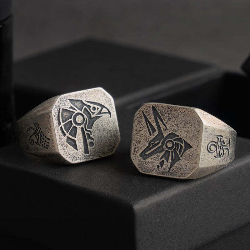 Retro Egypt Anubis Horus Ring  - Men'S Accessories Jewelry Egypt 리뷰 및 가격