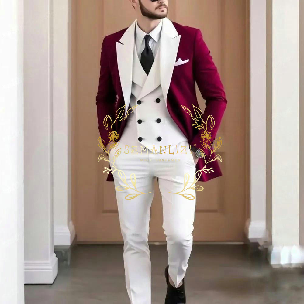 Elegant Burgundy 3-pieces Men' - Men Formal Wear Pants recensione e prezzo