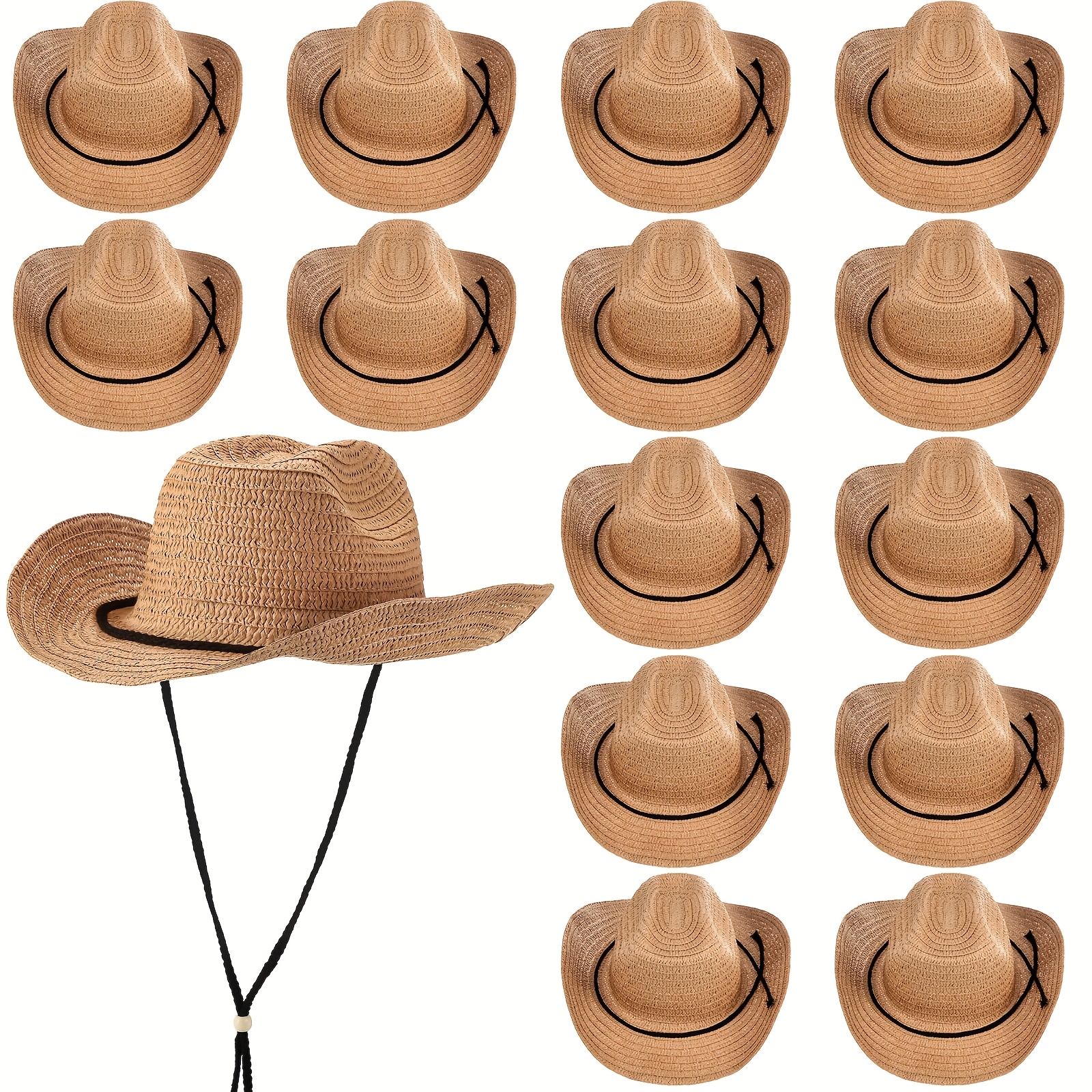 15-Piece Straw Cowboy Hats Set - Men Accessories Hk 리뷰 및 가격