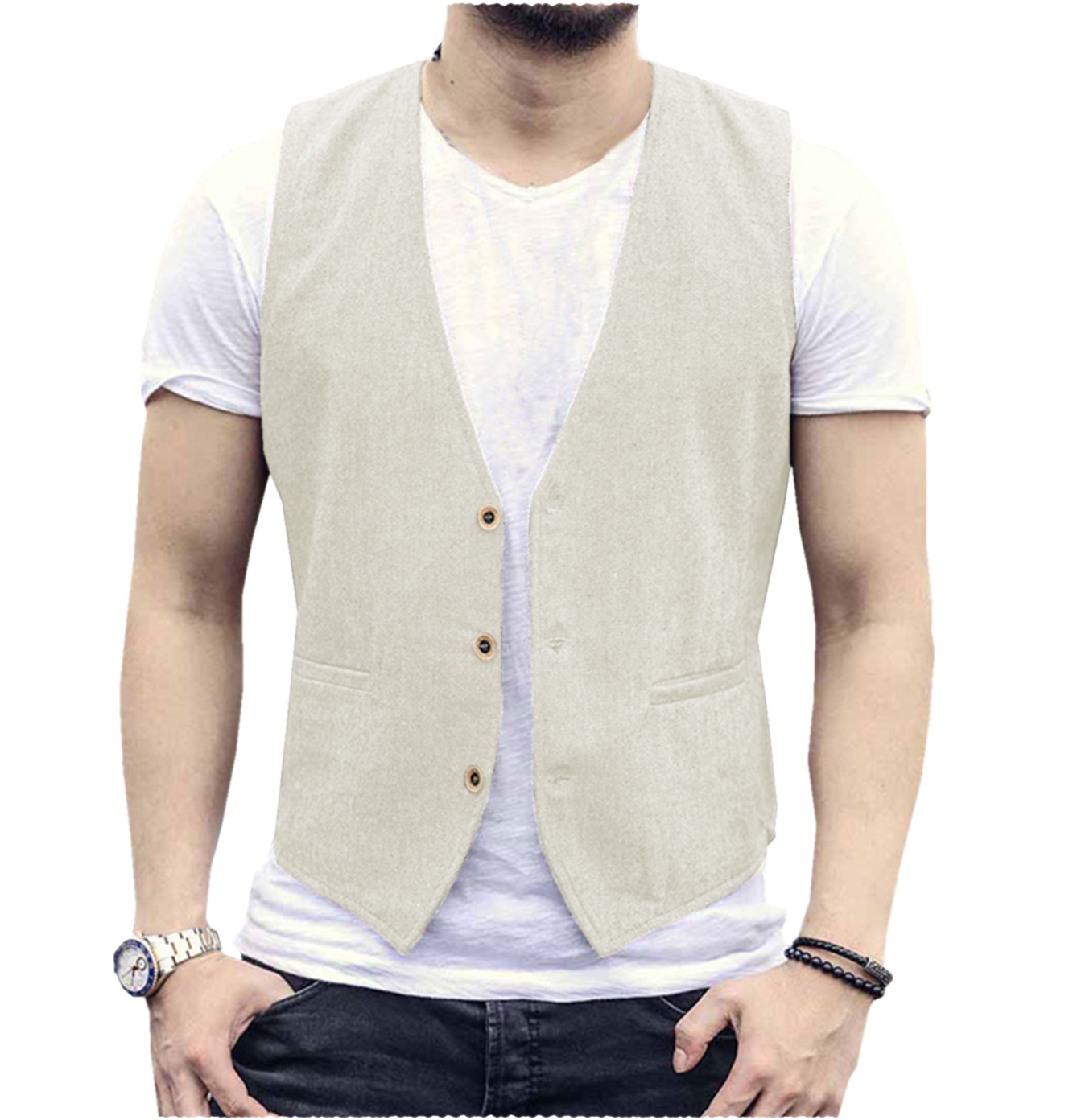 Linen Men Vest Wedding Groom S - Men Formal Wear Wedding recensione e prezzo