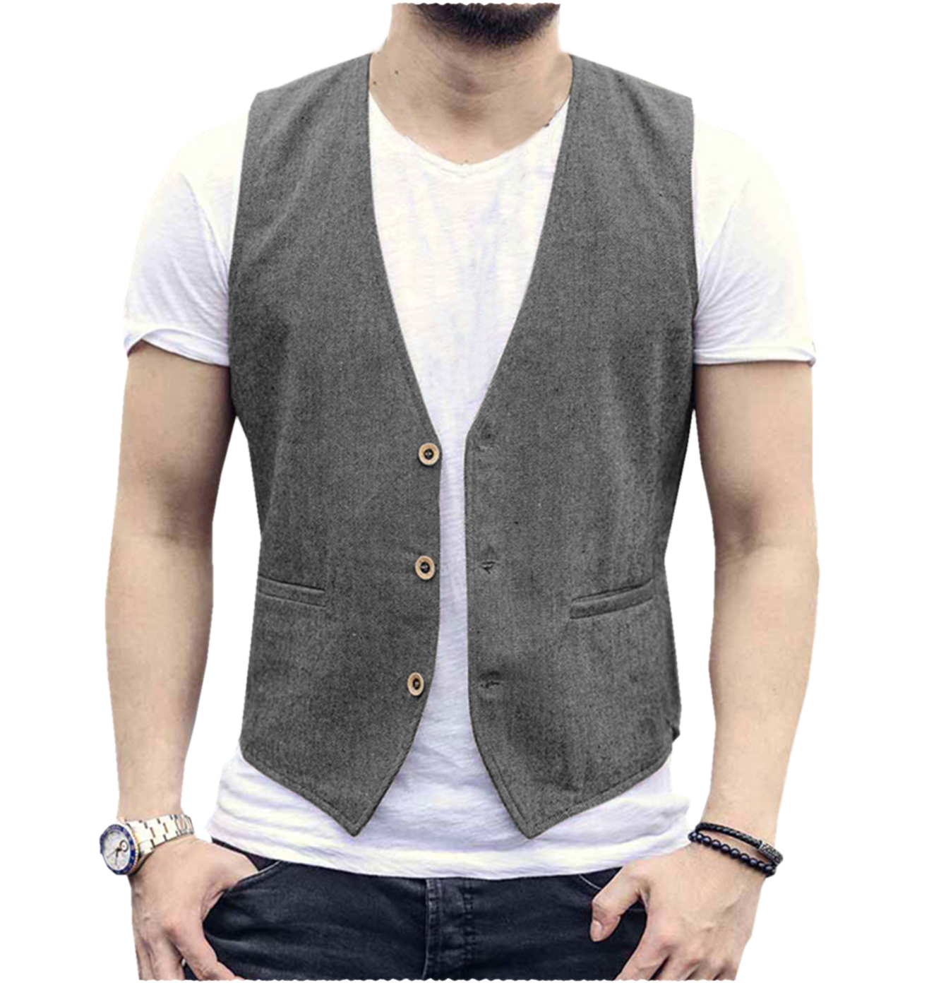 Linen Men Vest Wedding Groom S - Men Formal Wear Wedding recensione e prezzo