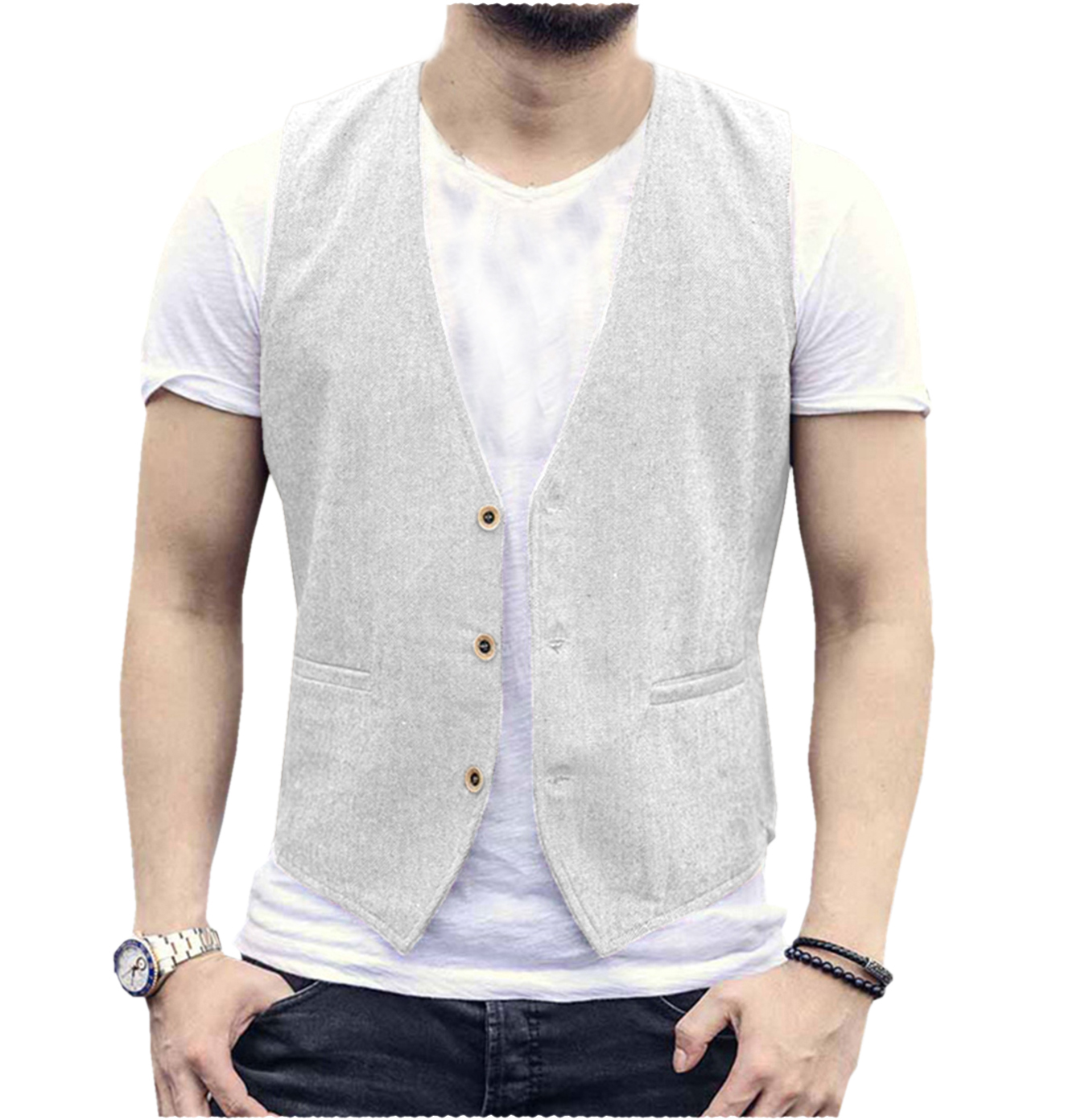 Linen Men Vest Wedding Groom S - Men Formal Wear Wedding recensione e prezzo