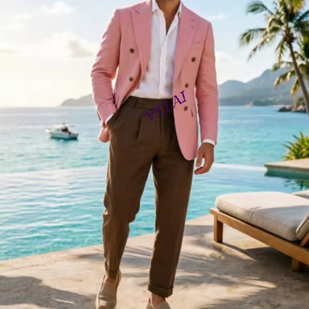Customized 2 Piece Beige Linen - Men'S Formal Wear Attire recensione e prezzo