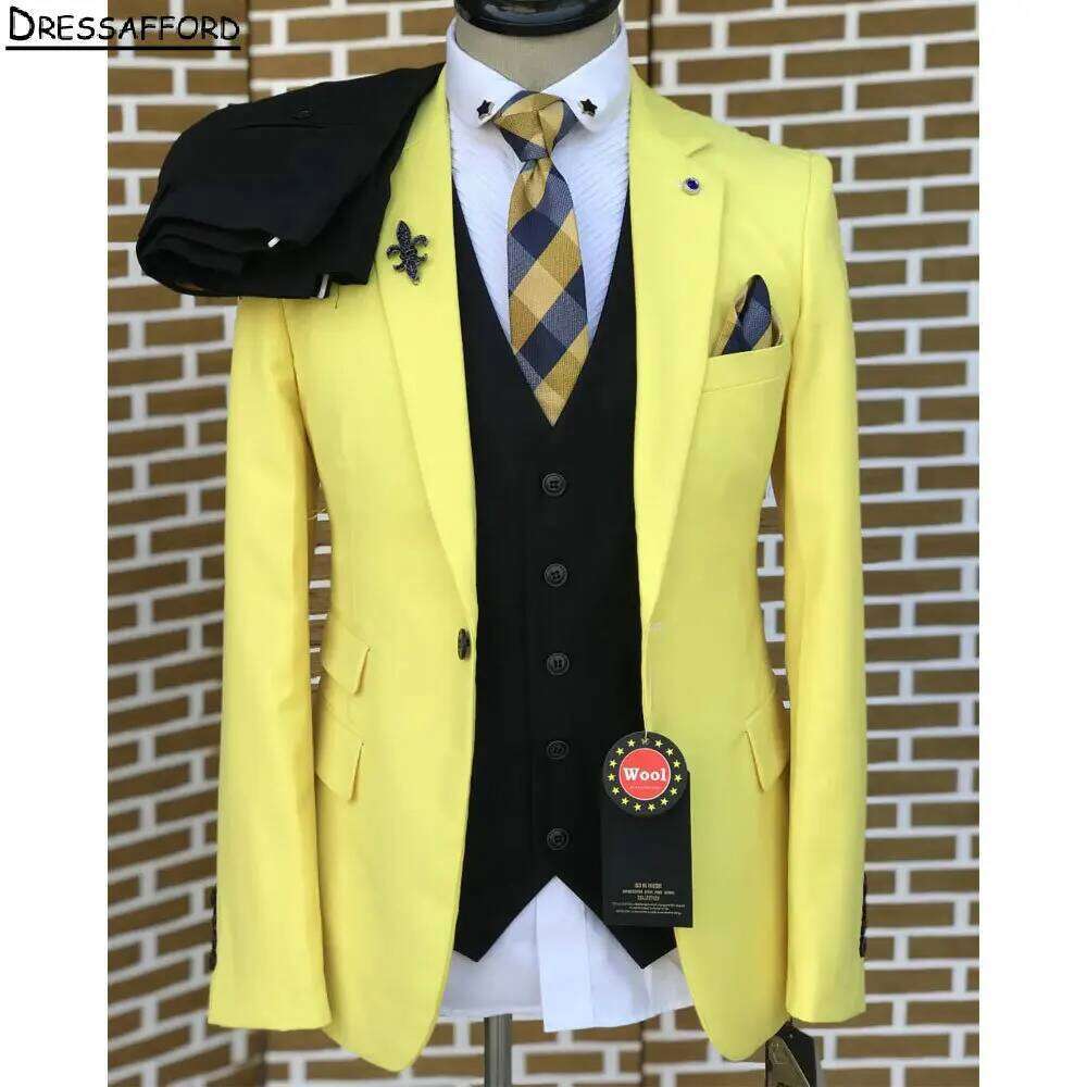 Yellow Elegant Men Business Fo - Formal Wear For Men Yellow recensione e prezzo