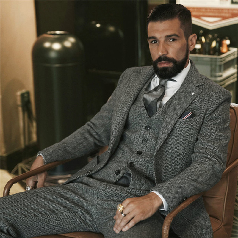 Gray Wool Tweed Winter Suit fo - Men Formal Wear Wedding recensione e prezzo