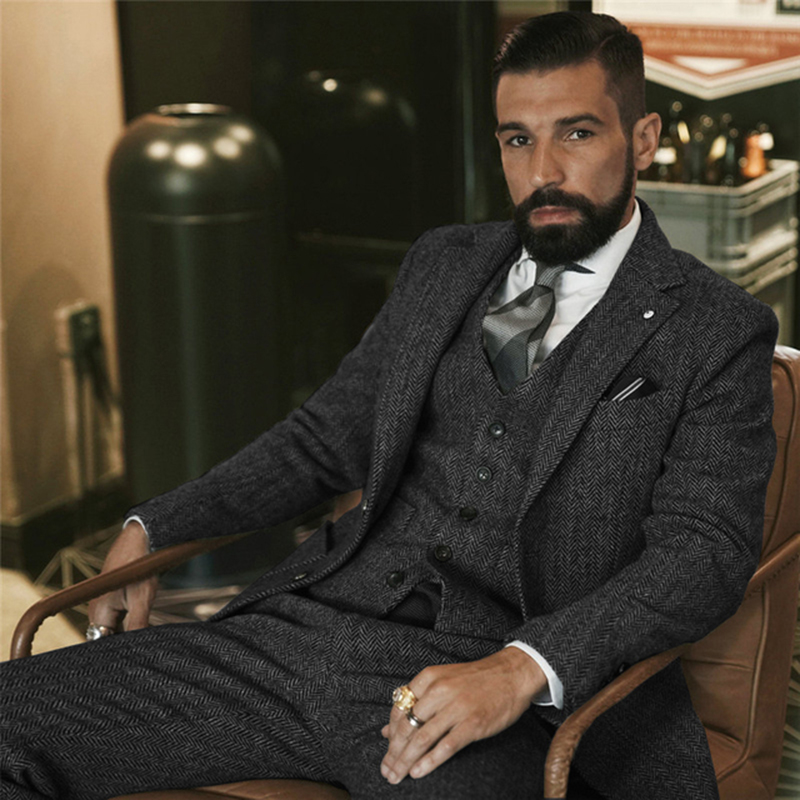 Gray Wool Tweed Winter Suit fo - Men Formal Wear Wedding recensione e prezzo